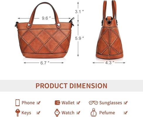 Genuine Leather Small Handbag for Women Crossbody Shoulder Bag Top Handle Purse Vintage Style Hand Stitched Patchwork with Adjustable Strap in Saudi Arabia