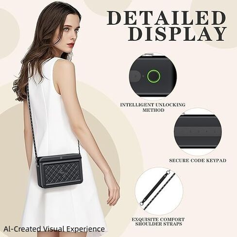 iDiskk Security Shoulder Gift Bag for Women, Metal Lady Crossbody Bag, Anti-Theft with Fingerprint and Password Unlocking, MFi Certification Compatible with Find My App (iOS Only) in Saudi Arabia