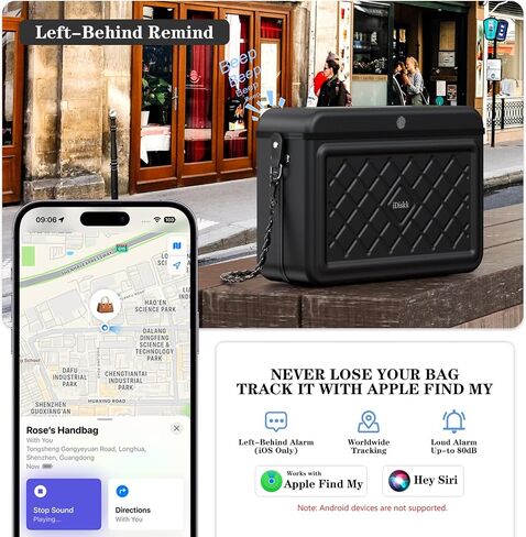 iDiskk Security Shoulder Gift Bag for Women, Metal Lady Crossbody Bag, Anti-Theft with Fingerprint and Password Unlocking, MFi Certification Compatible with Find My App (iOS Only) in Saudi Arabia