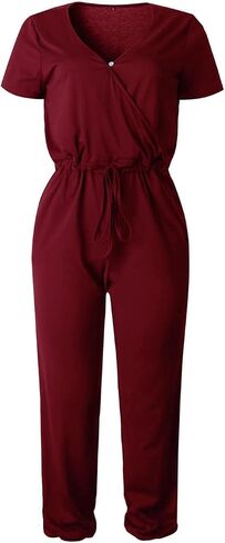 Womens Short Sleeve Jumpsuit Casual Loose Fit Romper Summer Travel Vacation Outfit in Kuwait