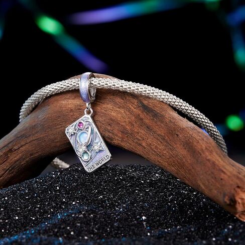 Tarot Card —The World Charm, 925 Sterling Silver Charm Bracelet Accessory, Compatible with Pandora Bracelet Neckalce in Kuwait