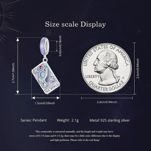 Tarot Card —The World Charm, 925 Sterling Silver Charm Bracelet Accessory, Compatible with Pandora Bracelet Neckalce in Kuwait