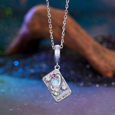 Tarot Card —The World Charm, 925 Sterling Silver Charm Bracelet Accessory, Compatible with Pandora Bracelet Neckalce in Kuwait