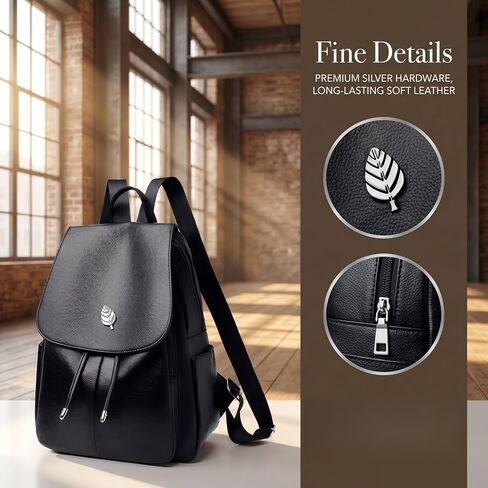 Trendy Leather Backpack Purse for Women, Small Ladies backpacks Casual Lightweight Women Shopping Travel Daypack(A-Black) in Saudi Arabia