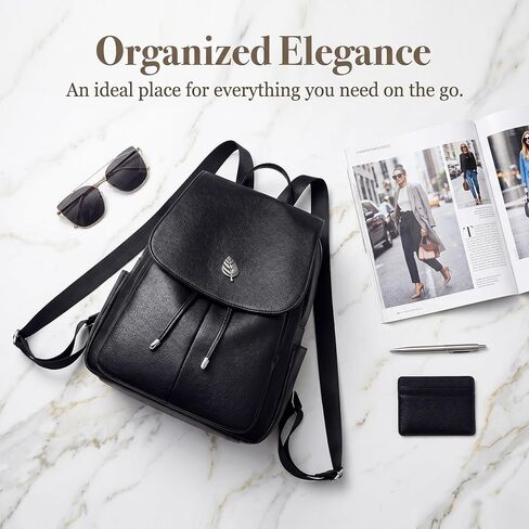 Trendy Leather Backpack Purse for Women, Small Ladies backpacks Casual Lightweight Women Shopping Travel Daypack(A-Black) in Saudi Arabia