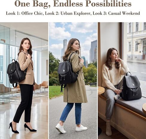 Trendy Leather Backpack Purse for Women, Small Ladies backpacks Casual Lightweight Women Shopping Travel Daypack(A-Black) in Saudi Arabia