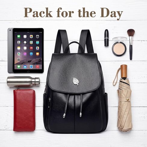 Trendy Leather Backpack Purse for Women, Small Ladies backpacks Casual Lightweight Women Shopping Travel Daypack(A-Black) in Saudi Arabia