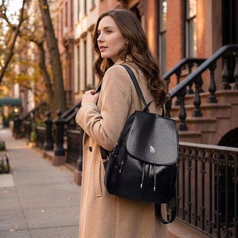 Trendy Leather Backpack Purse for Women, Small Ladies backpacks Casual Lightweight Women Shopping Travel Daypack(A-Black) in Saudi Arabia