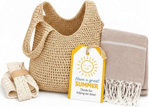 Hahafelt 2 Pcs End of Year Teacher Appreciation Gifts Crochet Tote Bag and Turkish Beach Towel for Women Teacher Summer Vacation Gift Beach Mesh Tote Bag Aesthetic Boho Pool Towel Travel Essentials in Kuwait