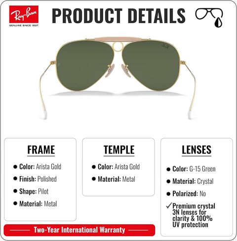 Ray-Ban RB3138 SHOOTER | AVIATION COLLECTION Aviator Sunglasses with Official Eyewear Kit in Kuwait