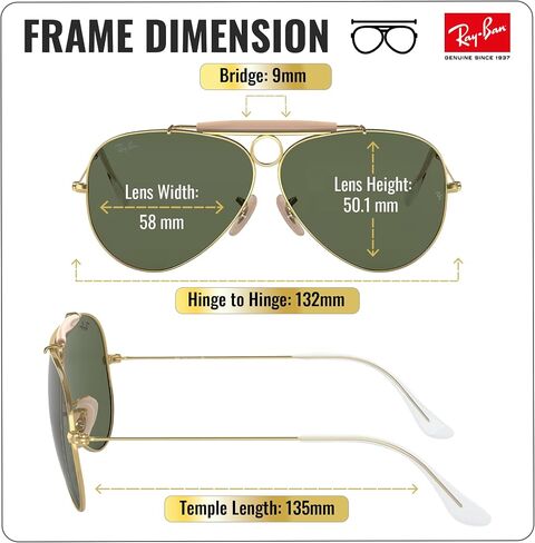 Ray-Ban RB3138 SHOOTER | AVIATION COLLECTION Aviator Sunglasses with Official Eyewear Kit in Kuwait