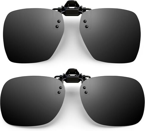 Joopin 2 Pack Oversized Clip on Sunglasses over Glasses Flip Up Sun Glasses Polarized UV400 Protection Unisex in Saudi Arabia