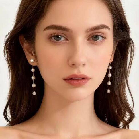9 Pcs Gold Pearl Jewelry Set for Women Statement Layered Pearl Necklace Dainty Stack Link Bracelet Boho Dangle Drop Earrings Wedding Prom Bridal Jewelry Accessories in Saudi Arabia