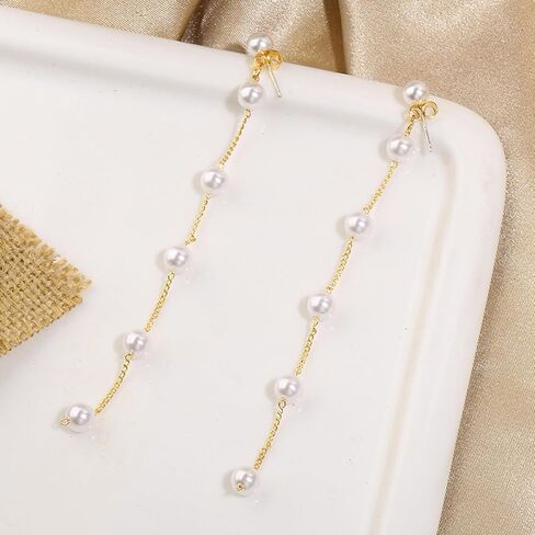 9 Pcs Gold Pearl Jewelry Set for Women Statement Layered Pearl Necklace Dainty Stack Link Bracelet Boho Dangle Drop Earrings Wedding Prom Bridal Jewelry Accessories in Saudi Arabia
