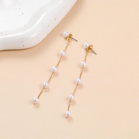 9 Pcs Gold Pearl Jewelry Set for Women Statement Layered Pearl Necklace Dainty Stack Link Bracelet Boho Dangle Drop Earrings Wedding Prom Bridal Jewelry Accessories in Saudi Arabia