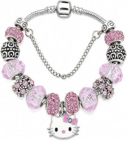 Cute Cat Charm Bracelet for Women, 2.4" Diameter Adjustable Enamel Bangle with Sparkly Cubic Zirconia and Simulated Gemstones, Kawaii Fashion Jewelry Gift for Birthday, Valentine’s Day, Christmas in Saudi Arabia