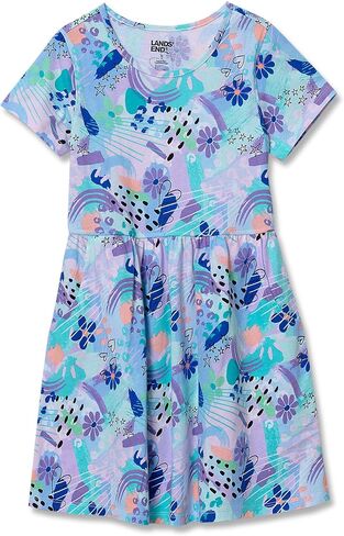 Lands' End Girls Short Sleeve Gathered Waist Jersey Dress in Saudi Arabia