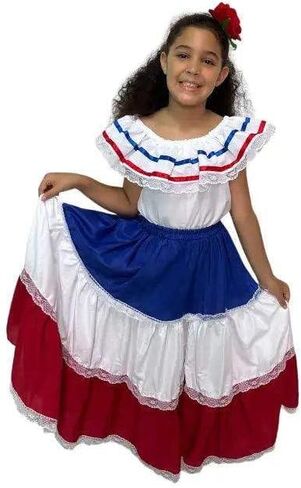 Dominican Republic Traditional Girls Fiesta Dress 10 in Saudi Arabia
