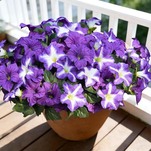 FULLMUSIC Autumn Artificial Flowers for Outdoors, UV Resistant Fake Morning Glory, Look Real Faux Silk Plants for Front Door Garden Porch Planter in Kuwait