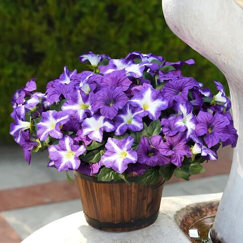 FULLMUSIC Autumn Artificial Flowers for Outdoors, UV Resistant Fake Morning Glory, Look Real Faux Silk Plants for Front Door Garden Porch Planter in Kuwait
