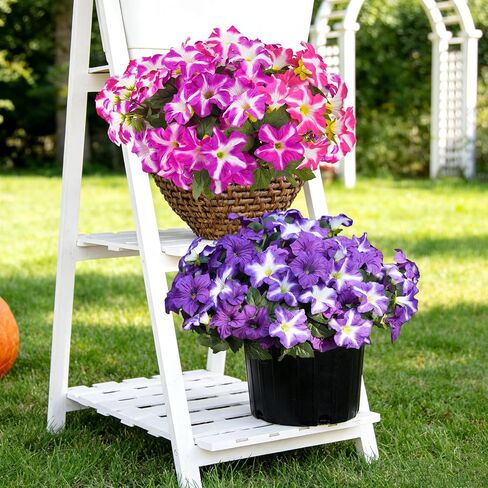 FULLMUSIC Autumn Artificial Flowers for Outdoors, UV Resistant Fake Morning Glory, Look Real Faux Silk Plants for Front Door Garden Porch Planter in Kuwait