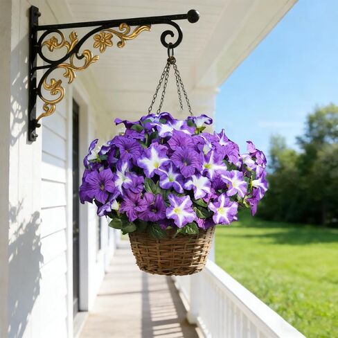 FULLMUSIC Autumn Artificial Flowers for Outdoors, UV Resistant Fake Morning Glory, Look Real Faux Silk Plants for Front Door Garden Porch Planter in Kuwait