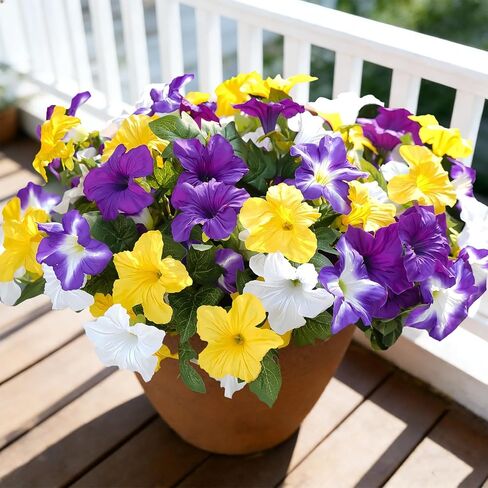 FULLMUSIC Autumn Artificial Flowers for Outdoors, UV Resistant Fake Morning Glory, Look Real Faux Silk Plants for Front Door Garden Porch Planter in Kuwait