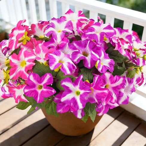 FULLMUSIC Autumn Artificial Flowers for Outdoors, UV Resistant Fake Morning Glory, Look Real Faux Silk Plants for Front Door Garden Porch Planter in Kuwait