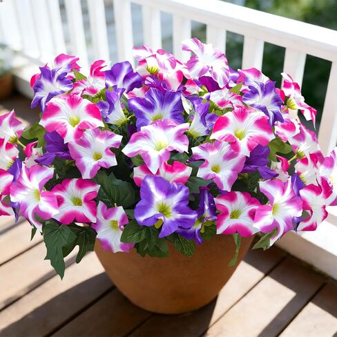 FULLMUSIC Autumn Artificial Flowers for Outdoors, UV Resistant Fake Morning Glory, Look Real Faux Silk Plants for Front Door Garden Porch Planter in Kuwait