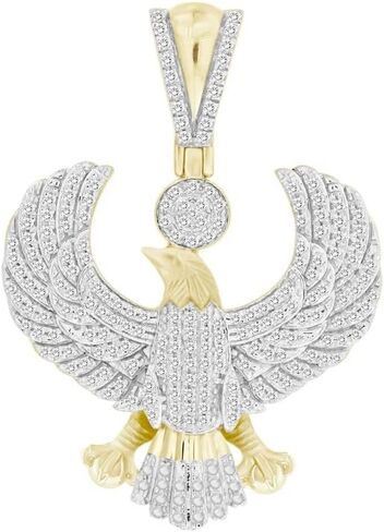 DiamondOutlet Store Collection Yellow Plated Sterling Silver 0.50CT Round CZ Diamond Cubic Zirconia Eagle Men's Charm Pendant in Saudi Arabia