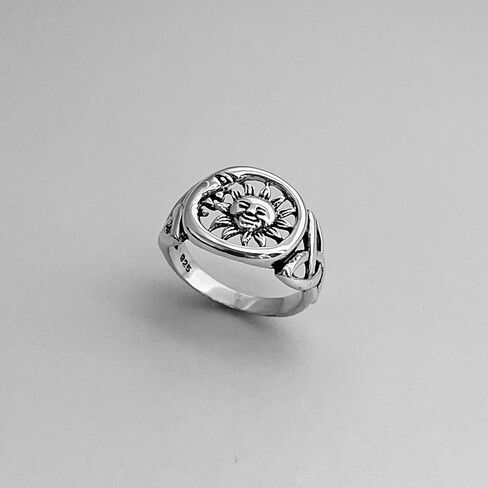 Sterling Silver Large Unisex Sun and Moon Face Ring with Celtic, Celestial, Sky Ring, Sunshine Ring in Saudi Arabia