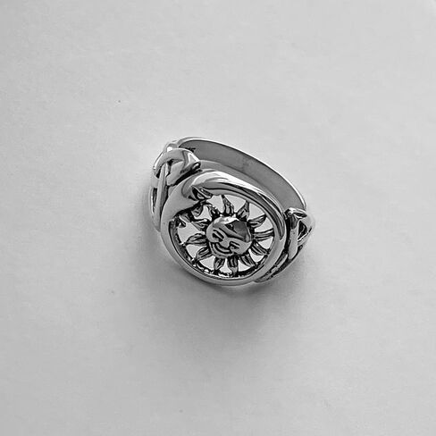 Sterling Silver Large Unisex Sun and Moon Face Ring with Celtic, Celestial, Sky Ring, Sunshine Ring in Saudi Arabia
