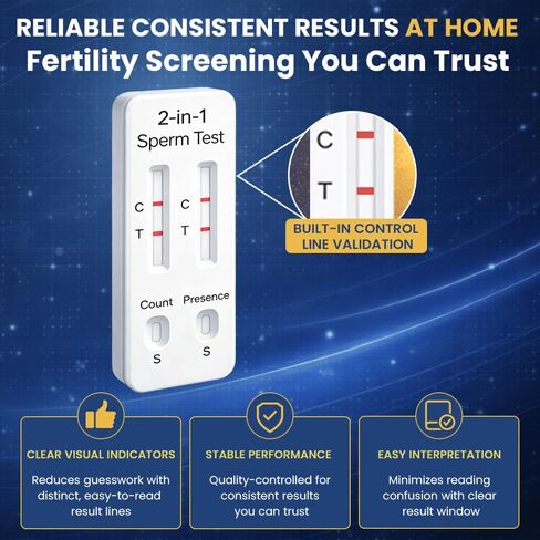 Sperm Test Kit for Men, 2-in-1 Sperm Check Fertility Screening with At-Home Semen Analysis, Accurate Semen Concentration Result in Minutes for Fertility Planning, Easy to Use in Saudi Arabia