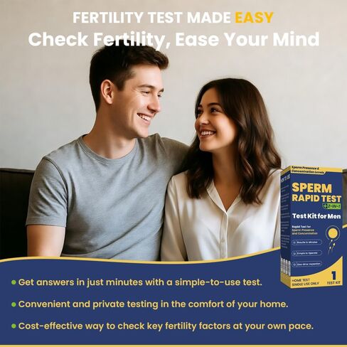 Sperm Test Kit for Men, 2-in-1 Sperm Check Fertility Screening with At-Home Semen Analysis, Accurate Semen Concentration Result in Minutes for Fertility Planning, Easy to Use in Saudi Arabia