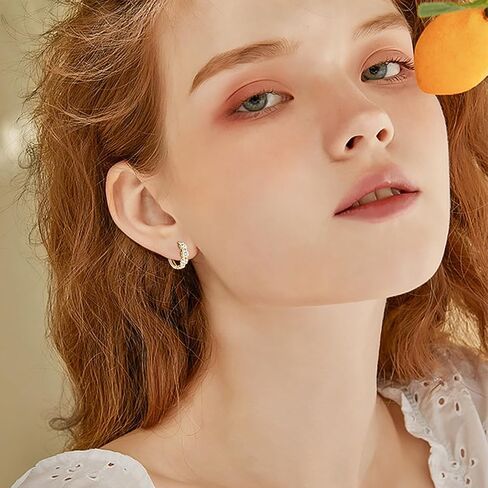 14K Gold Over S925 Sterling Silver Daisy Flower Yellow Gold Hoop Earrings for Women,0.16ct.t.w. D-color VVS1 Clarity Diamond,Ideal Gift for Wife in Kuwait