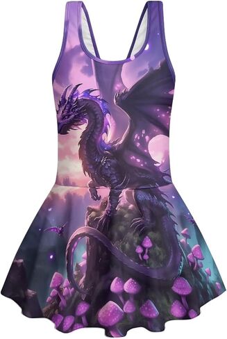 WELLFLYHOM Girls One Piece Bathing Suits with Skirt 3-13 Cute Full Coverage Girls Swimsuits Sleeveless Swimwear in Kuwait