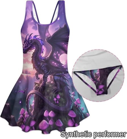 WELLFLYHOM Girls One Piece Bathing Suits with Skirt 3-13 Cute Full Coverage Girls Swimsuits Sleeveless Swimwear in Kuwait