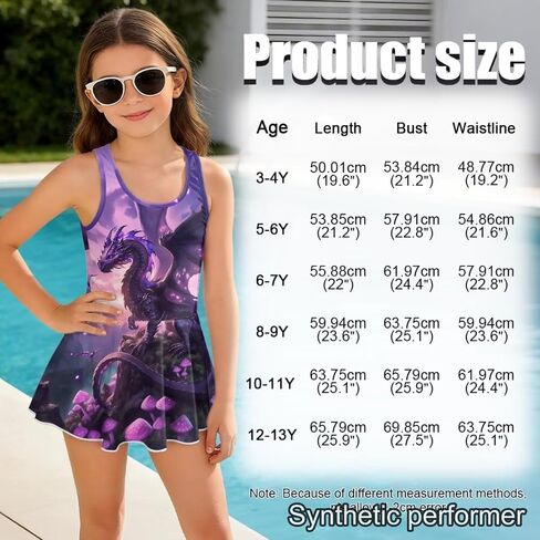 WELLFLYHOM Girls One Piece Bathing Suits with Skirt 3-13 Cute Full Coverage Girls Swimsuits Sleeveless Swimwear in Kuwait