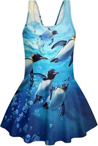 WELLFLYHOM Girls One Piece Bathing Suits with Skirt 3-13 Cute Full Coverage Girls Swimsuits Sleeveless Swimwear in Kuwait