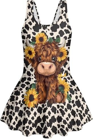WELLFLYHOM Girls One Piece Bathing Suits with Skirt 3-13 Cute Full Coverage Girls Swimsuits Sleeveless Swimwear in Kuwait