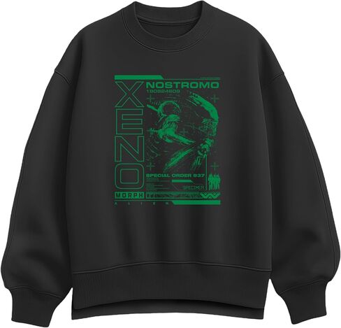 HYBRID APPAREL Alien - Xenomorph Dark Digital - سويت شيرت نسائي كبير الحجم من الصوف in Kuwait