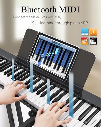 Longeye Piano Keyboard 88 Keys Compact Digital Piano for Beginners with Full Size Semi Weighted Keys, Sustain Pedal, Headphones, Carrying Case (88 Key With Stand, Black) in Kuwait