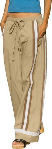 Women's Stripe Track Pants Wide Leg Trousers Contrast Colors Casual Y2K Palazzo Sweatpants with Pockets in Saudi Arabia