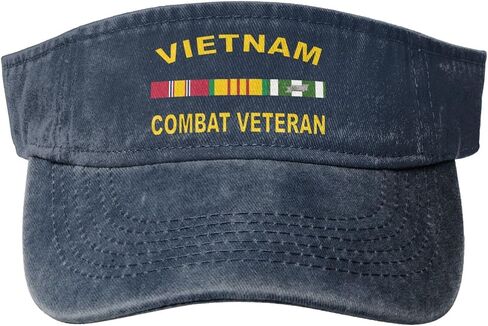 Vietnam Combat Veteran Sport Sun Visor Hats Adjustable Empty Top Baseball Cap Denim Cap in Kuwait