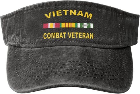 Vietnam Combat Veteran Sport Sun Visor Hats Adjustable Empty Top Baseball Cap Denim Cap in Kuwait