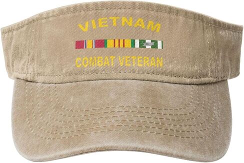 Vietnam Combat Veteran Sport Sun Visor Hats Adjustable Empty Top Baseball Cap Denim Cap in Kuwait
