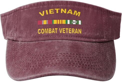 Vietnam Combat Veteran Sport Sun Visor Hats Adjustable Empty Top Baseball Cap Denim Cap in Kuwait