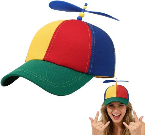 Colorful Propeller Hat Baseball Cap, Unisex Rainbow Snapback Baseball Hat for Any Scene Girl Boy Spinning Propeller Hat for Adults in Saudi Arabia