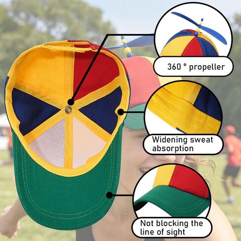Colorful Propeller Hat Baseball Cap, Unisex Rainbow Snapback Baseball Hat for Any Scene Girl Boy Spinning Propeller Hat for Adults in Saudi Arabia