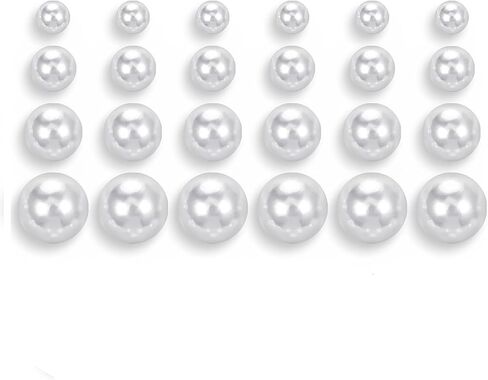 12 Pairs Pearl Stud Earrings for Women, Hypoallergenic Stainless Steel White Simulated Pearl Earrings Set for Sensitive Ears, Wedding Bridal Birthday Anniversary Christmas Gift in Saudi Arabia
